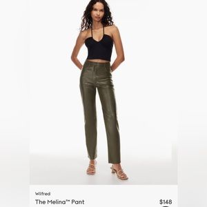 Wilfred “Melina Pant”, Vegan Leather, Size 2 in Olive green